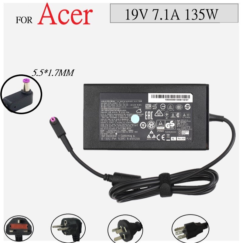 135W 19V 7.1A Laptop Voeding Voor Acer Nitro 5 AN515-53-55G9 AN515-53-52FA, nitro 5 AN515-51-79GN Ac Adapter Oplader 5.5Mm