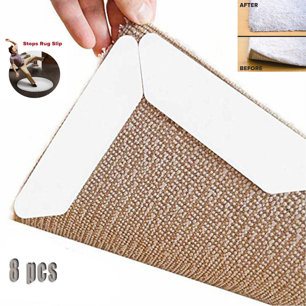 8 Pc Vaste Tapijt Super Viskeuze Dubbelzijdig Zelfklevende Anti-Slip Sterke Mat Tape Sticker Tapijt Grijper Fastener sofa Tapijt Lakens: Default Title