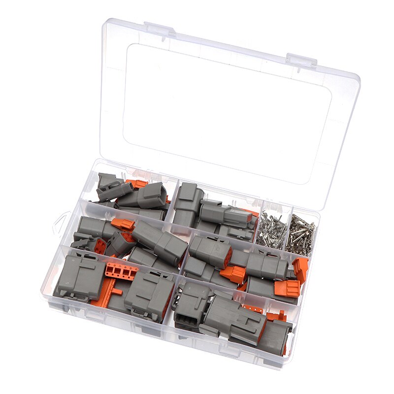 16 Set Electrical Connector Kit Waterproof Metal Male Female Cable Terminal Plug Kit Automotive Sealed Plug with 2-12 Pins