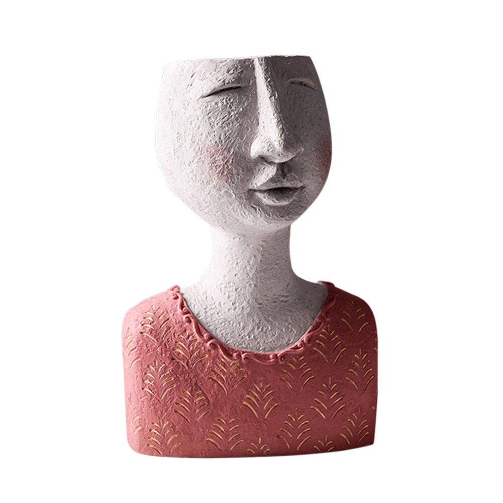 Creatieve Bloempot Hars Artistieke Portret Sculptuur Plant Pot Gedroogde Bloemenvaas Tuin Decoratie Voor Kids Pen Houder: style 7
