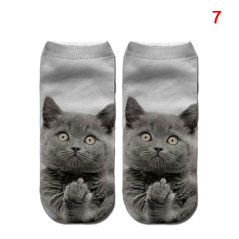 Kobiety moda 3D zwierzęta kot Łapa wydrukować skarpetki zebra wzór Kawaii krótkie bawełniane skarpety świąteczne śliczne kot niski skaleczenie kostki skarpetki