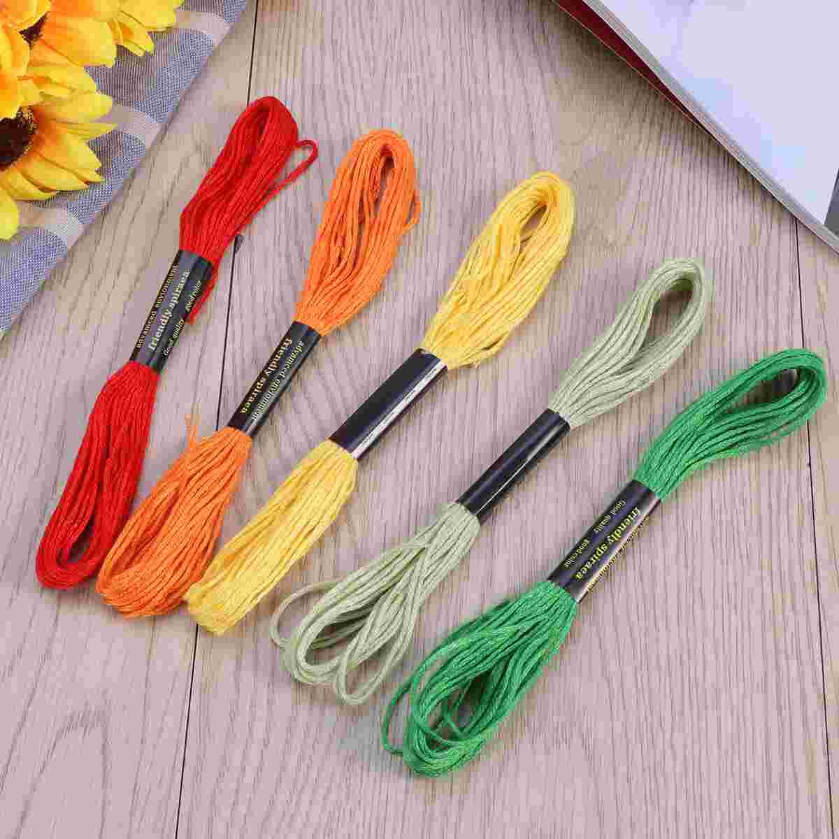 100 Skeins of 8M Multi-color Cotton Cross Stitch Embroidery Threads Floss Sewing Threads (Random Color)