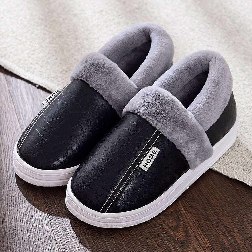 Winter Men Slippers Waterproof Warm Non-slip Floor Home Slippers Outdoor Indoor Bedroom House Shoes Men Cover Heel Slipper