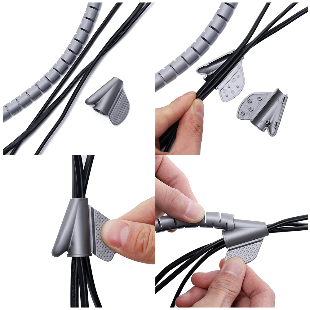 1.5m- kabler metalltråd pakke inn organizer spiral rør kabel vikle ledning beskytter fleksibel datamaskin kabel håndtering metalltråd lagringsrør