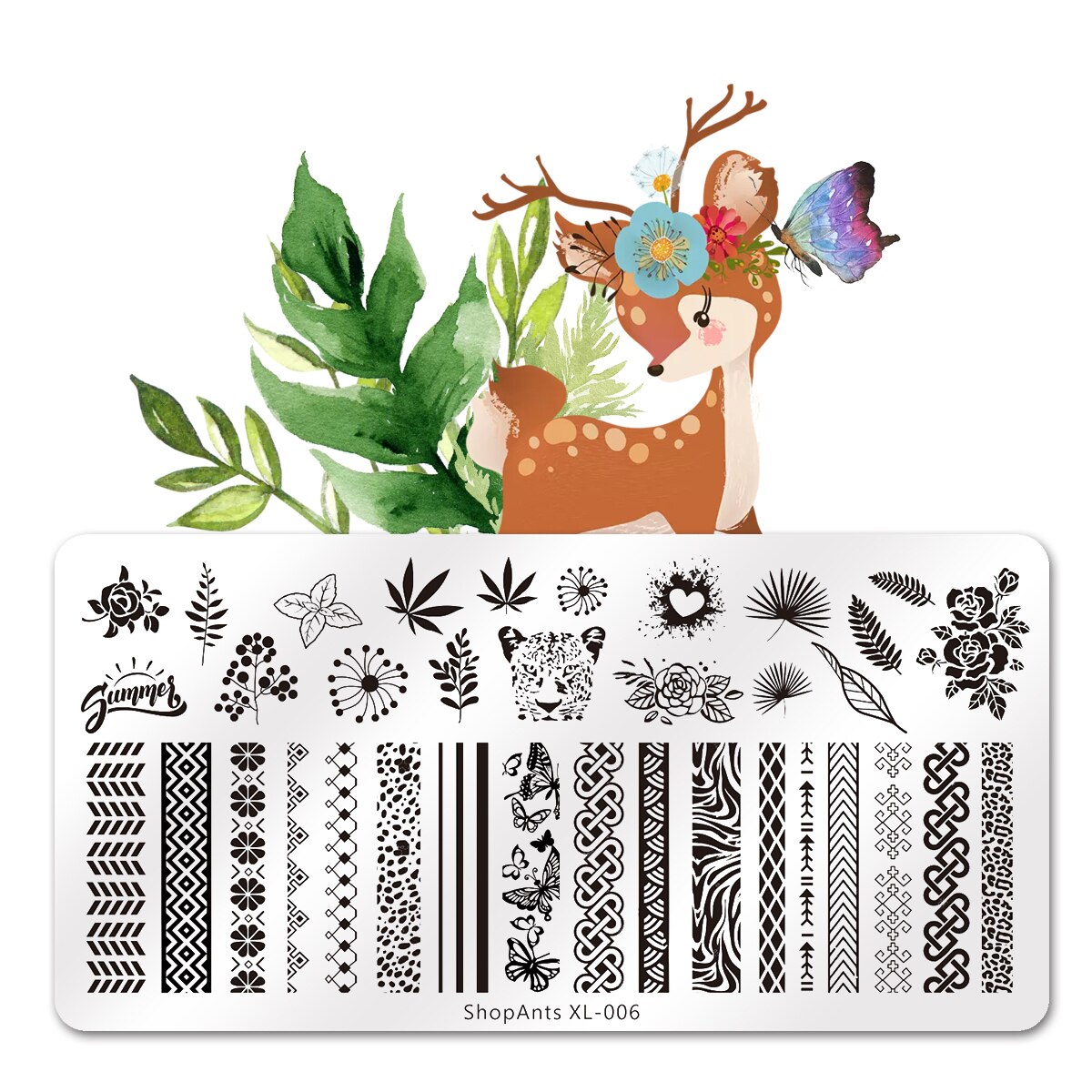 Acier inoxydable Nail Art estampage plaques papillon laisser fleurs plantes impression Image pochoir ongles estampage modèle ongles moule: 06