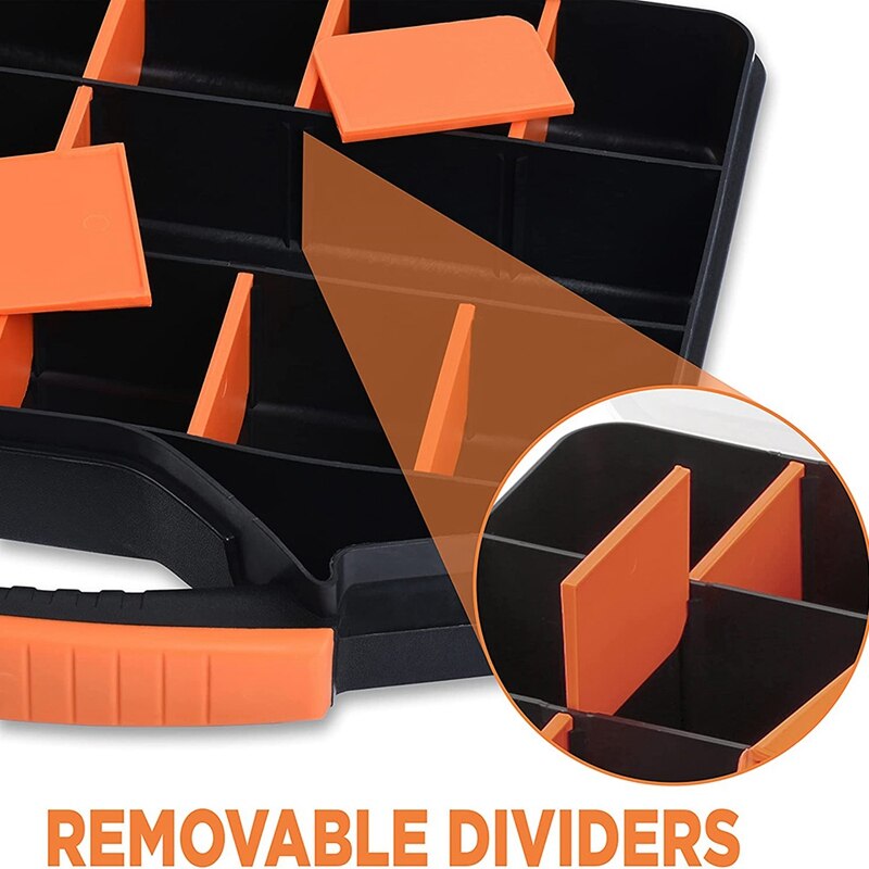 Storage Box with 18 Compartments-Small Hardware Storage Box-Made of Durable Plastic-perfect for Screws Nuts and Bolts