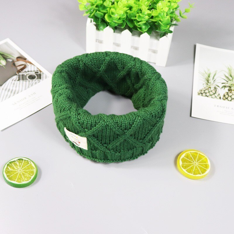 Bufanda tejida a cuadros para niños, de , de de lujo, para invierno, gruesa y cálida, con anilla, para niñas, bufandas tejidas para bebés y niños: Green