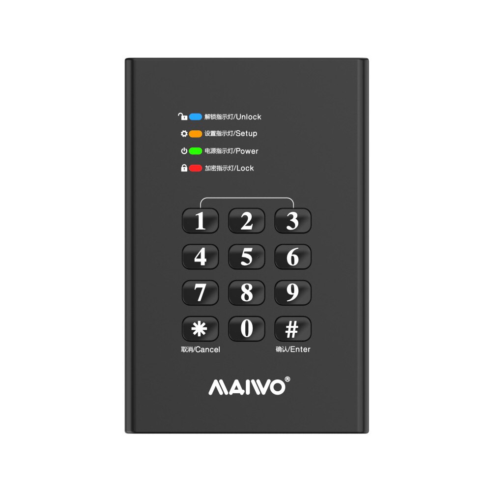 MAIWO da 2.5 pollici SATA III a USB 3.0 custodia per disco rigido cifrata da 2TB custodia per SSD HDD bloccata con Password custodia per disco rigido esterna: Default Title