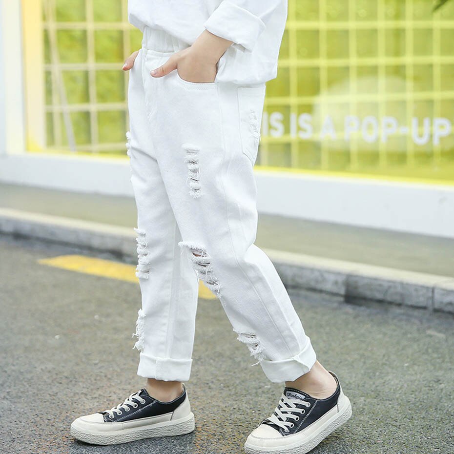 Jean pour filles trou enfants déchiré jean pour filles printemps automne jean enfants Style décontracté enfants jean vêtements