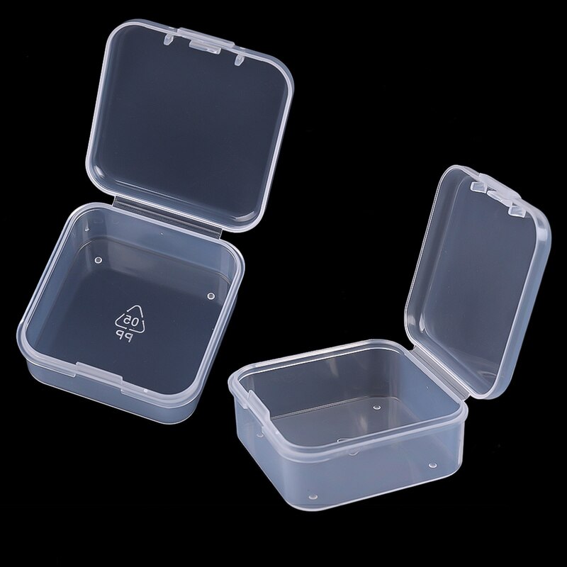 Mini Small Boxes Square Transparent Plastic Box Jewelry Storage Case Finishing Container Packaging Storage Box for Earrings