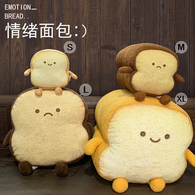 Oreiller en peluche Toast tranche pain oreiller coussin drôle Expression guérison en peluche oreiller canapé chambre enfants d'anniversaire