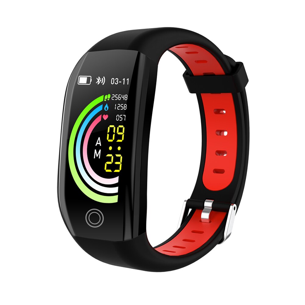 Gps-aktivitätstracker, smartes armband mit 1.14- zoll-display, blutdruck- und herzfrequenzmessung, wasserdichtem fitness-tracker: F21 rot