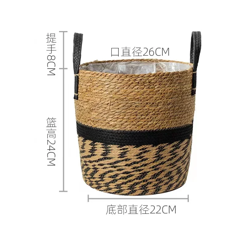 Großer Pflanzgefäß aus natürlichem Seegras, Abdeckung für Blumentöpfe, Pflanzgefäße für den Innenbereich, Blumentöpfe, gewebter Korb, Canasto Decorativo Home Garden Deco: green