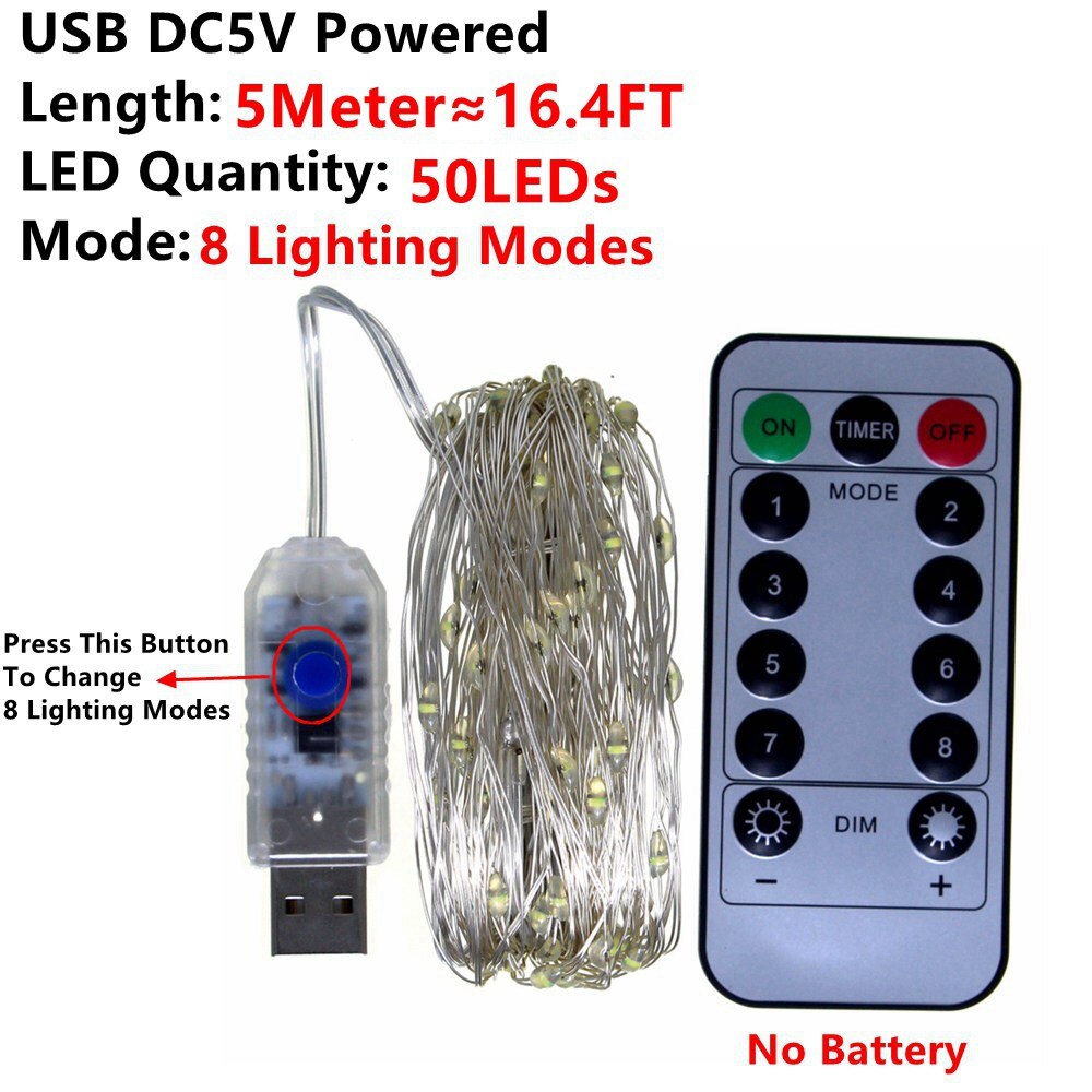 Remote Control Fairy Light USB Battery Operated LE... – Vicedeal