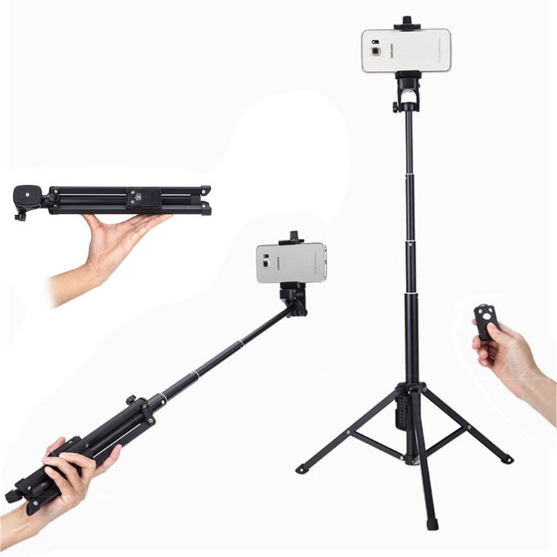 Bluetooth Selfie Stick with Tripod Monopod for iPhone Xiaomi Samsung Android Phones Cameras Mounts Holder for Video Bloggers: black
