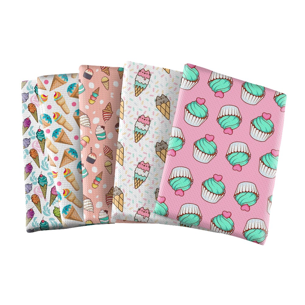 Bubble Fabric Textile Sewing Cloth Fabrics Printed Ice-cream Designs DIY Craft Dress Apparel Sewing Supplies 50*145cm