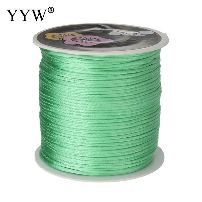 70 m/PC 1mm bobine de Nylon mélange couleur noir chinois Satin soie noeud macramé cordon perles européen tressé fil: light green
