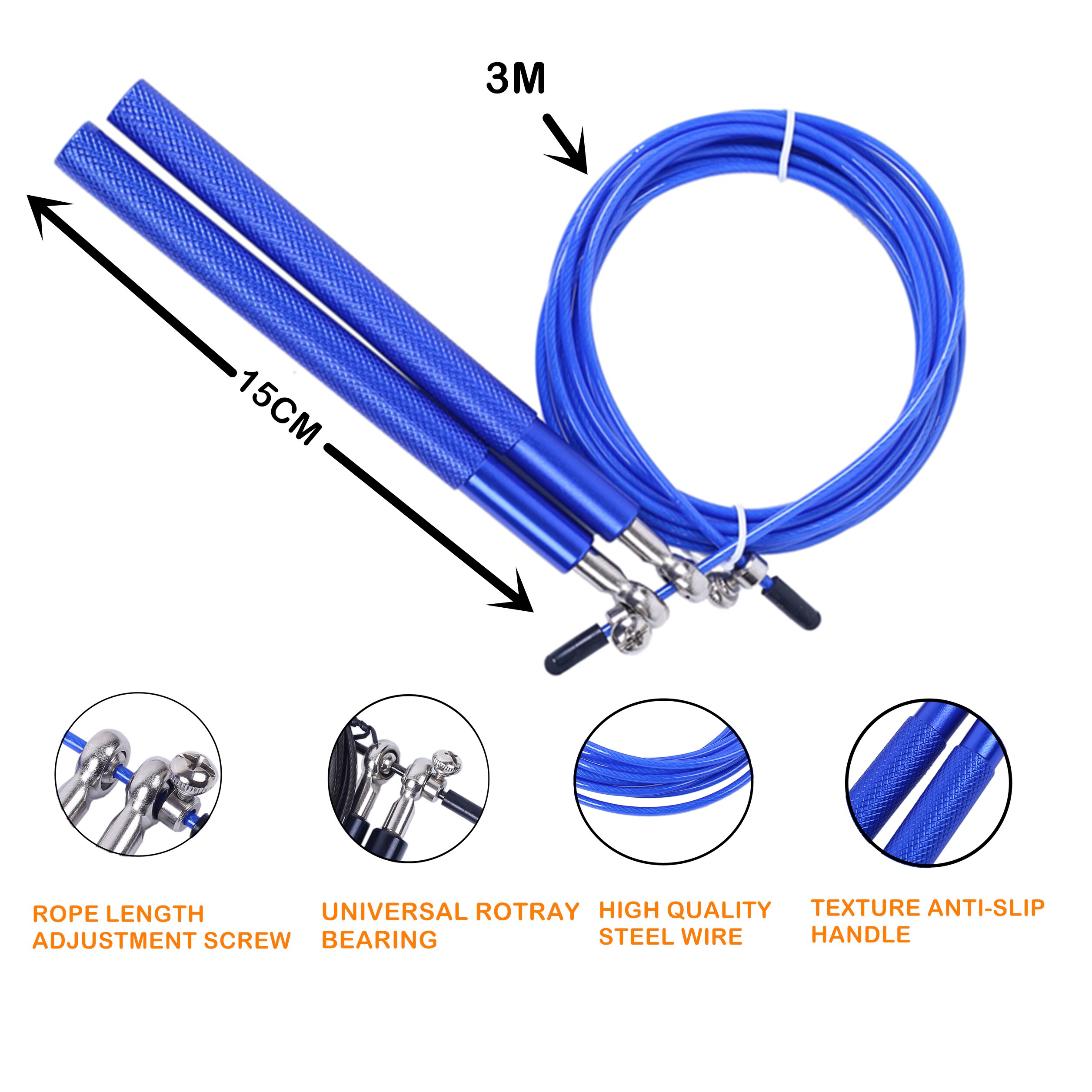 Corde à sauter en métal 3 m - coloris argent - Sport