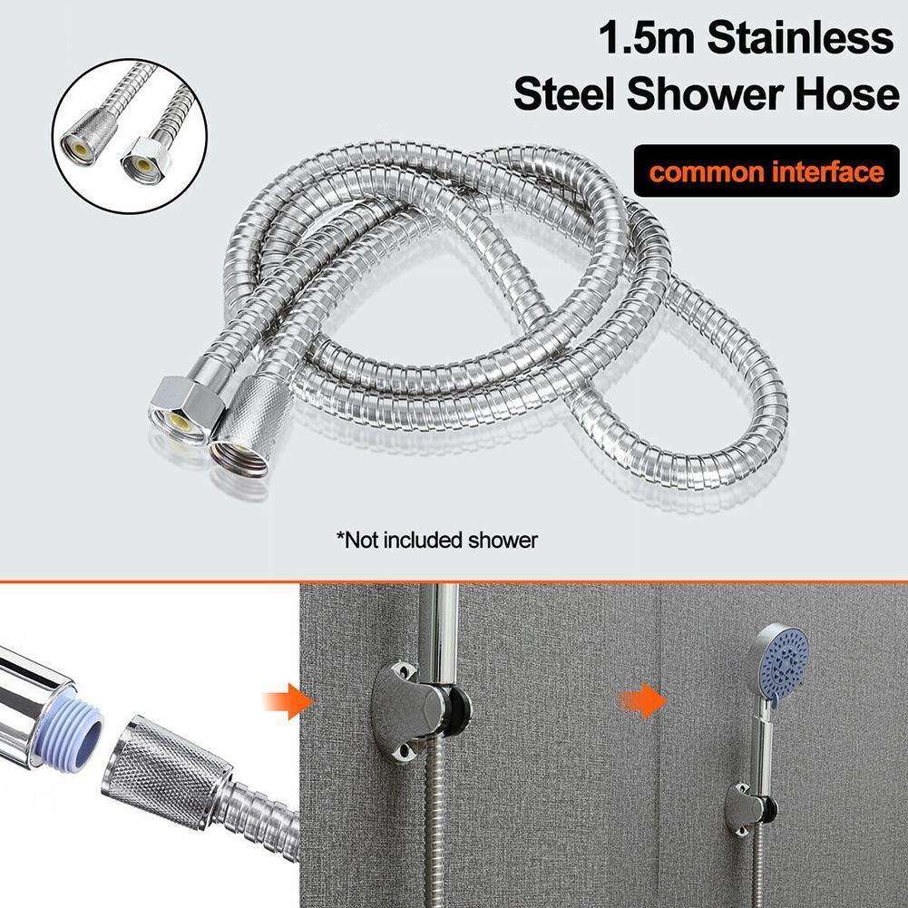 Steel Flexible Shower Hose Long Bathroom Shower Water Plumbing Tube Pipe Bathroom Pulling Hose Accessories Extension D2w7