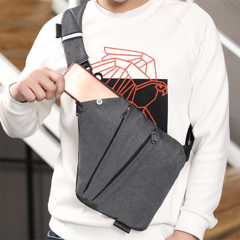 DIHOPE männer Brust Tasche Telefon Tasche Messenger Sport Multi-funktion Schulter Handtasche Persönliche Schulter Anti-diebstahl Tasche: Dark gray A