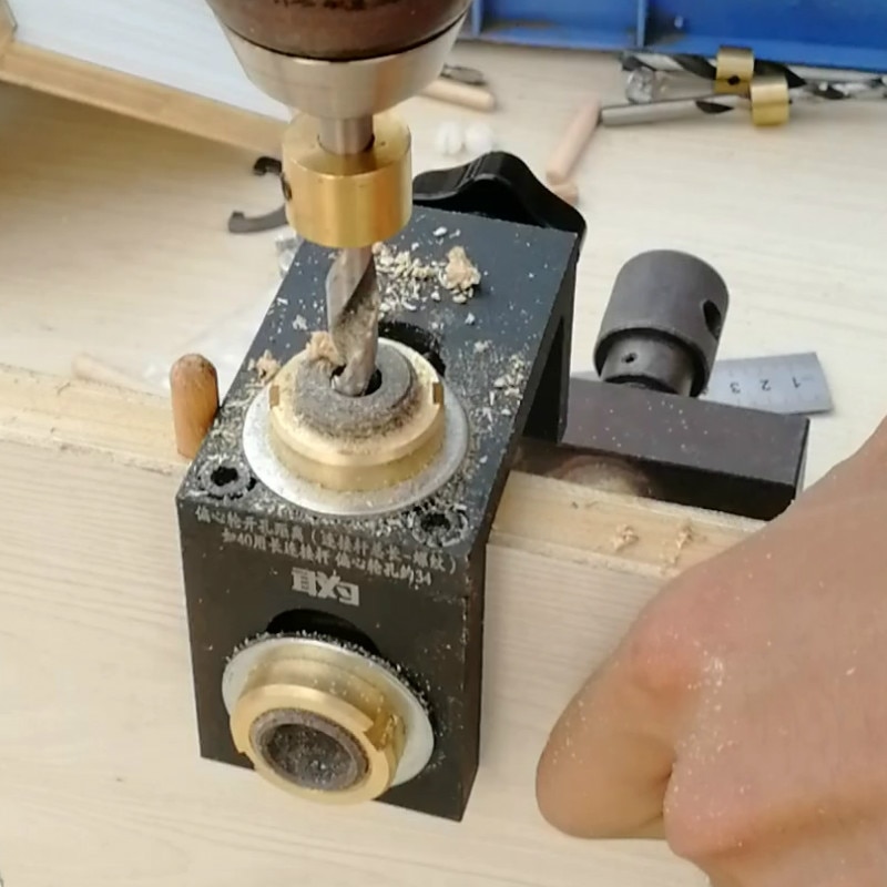 Træbearbejdning bore guide dyvel hul bore guide jig bore locator kit tømrer positioneringsværktøj m/ trinborebits
