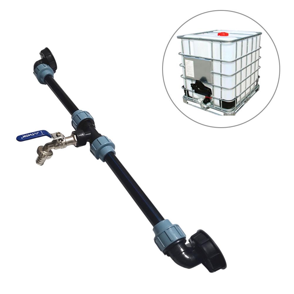 Ibc-tankkraanadapter ibc-tankschroefkraan met 1 buis en 2 gebogen aansluitingen wateraansluiting voor irrigatie in de tuin: Default Title