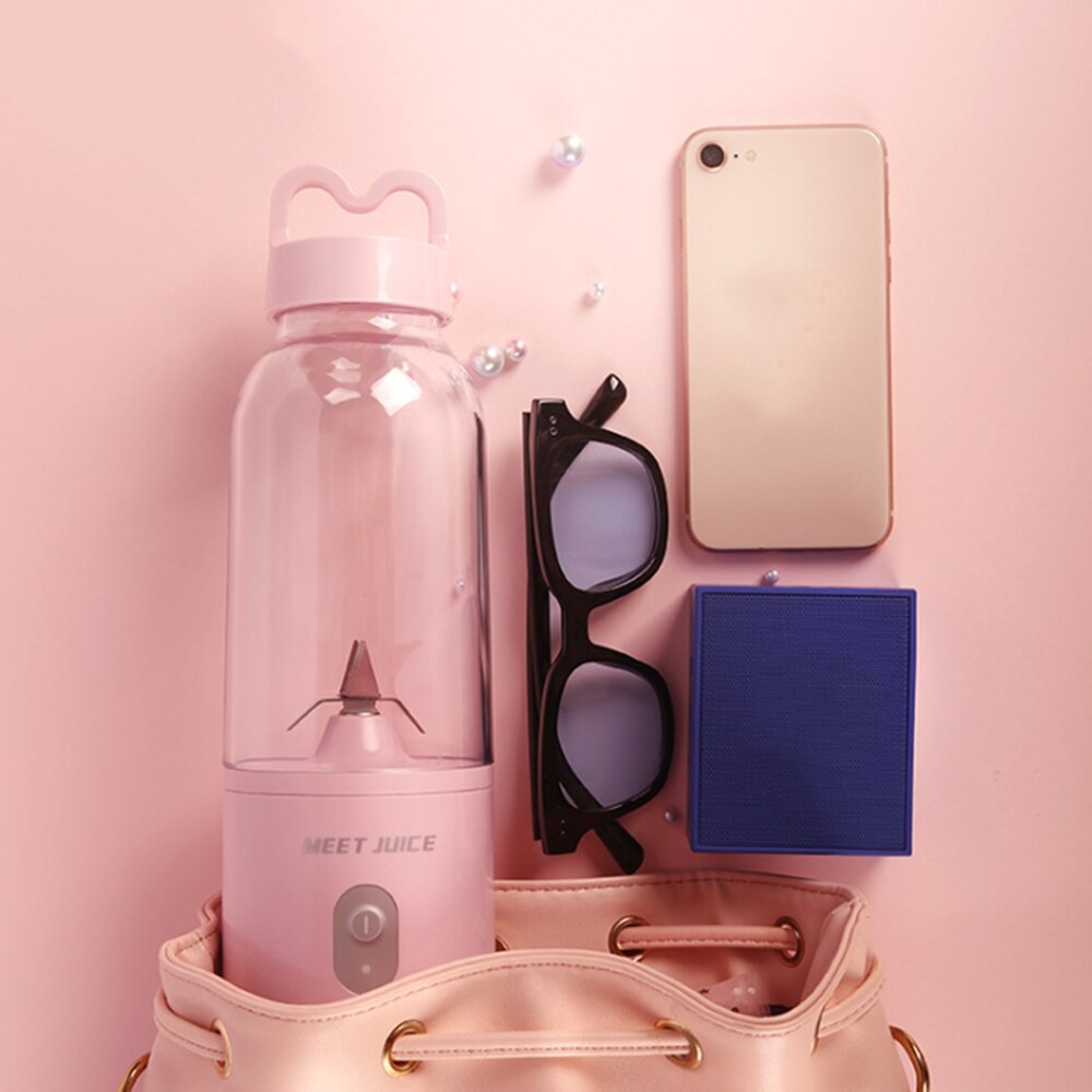 Meet Juice Mini Portable Electric Fruit Juicer Personal Juice Cup Smoothie Maker Blender Pink