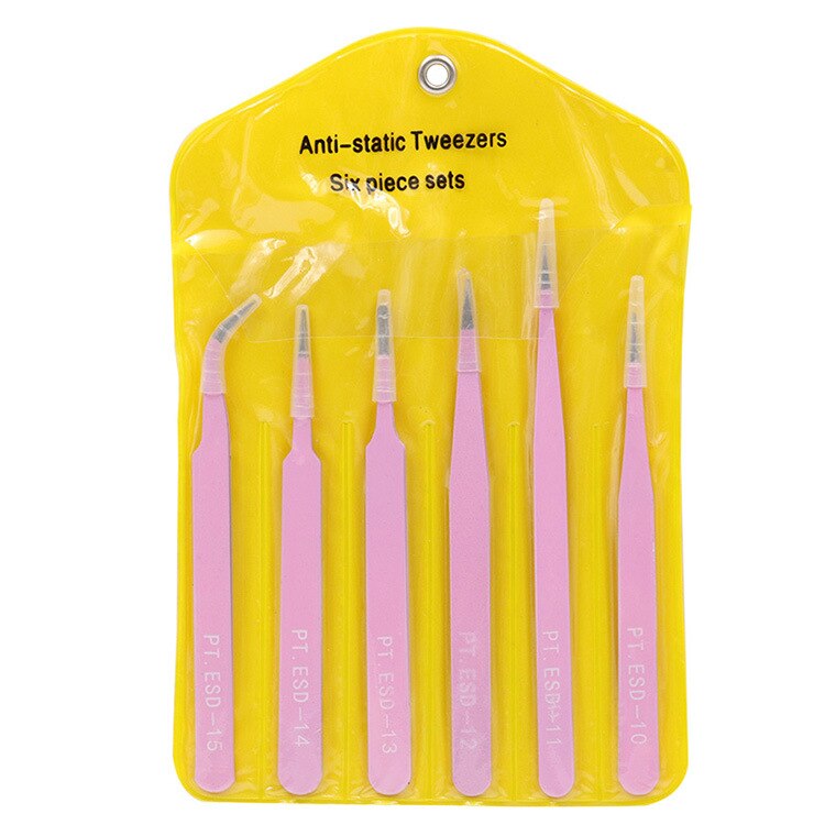 6-- delige verpakking roestvrijstalen pincet klemgereedschap splinter acne clip zonder ingedrukte trimpunt niet-magnetisch pincet