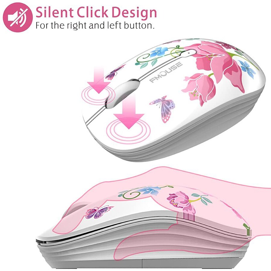 M101 Ergonomics Wireless Mouse 2.4G Cute Optical Cartoon Computer Silent Mice With USB Receiver for Laptop Kid Girl Macbook