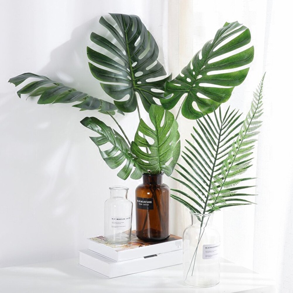 1pc nordisk stil kunstig grønn monstera blad plante hjem soverom restaurant kontor dekorasjon kunstige planter