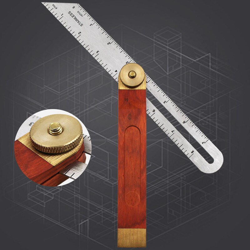 9inch Rulers Gauges Tri Square Sliding T- With Wooden Handle Measuring Tool Wooden Marking Gauge Protractor