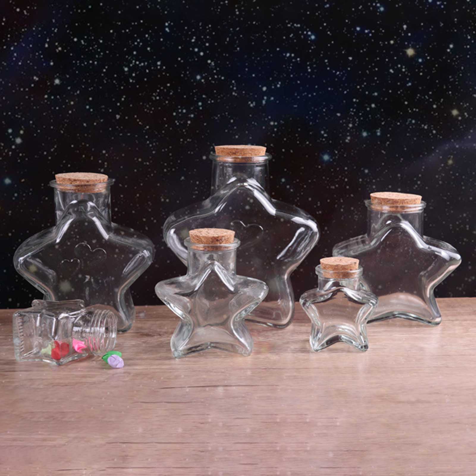 Botellas de vidrio en forma de estrella, adorno de deseos, manualidades, tarros de , de boda de Navidad, botella de almacenamiento transparente, decoraciones navideñas