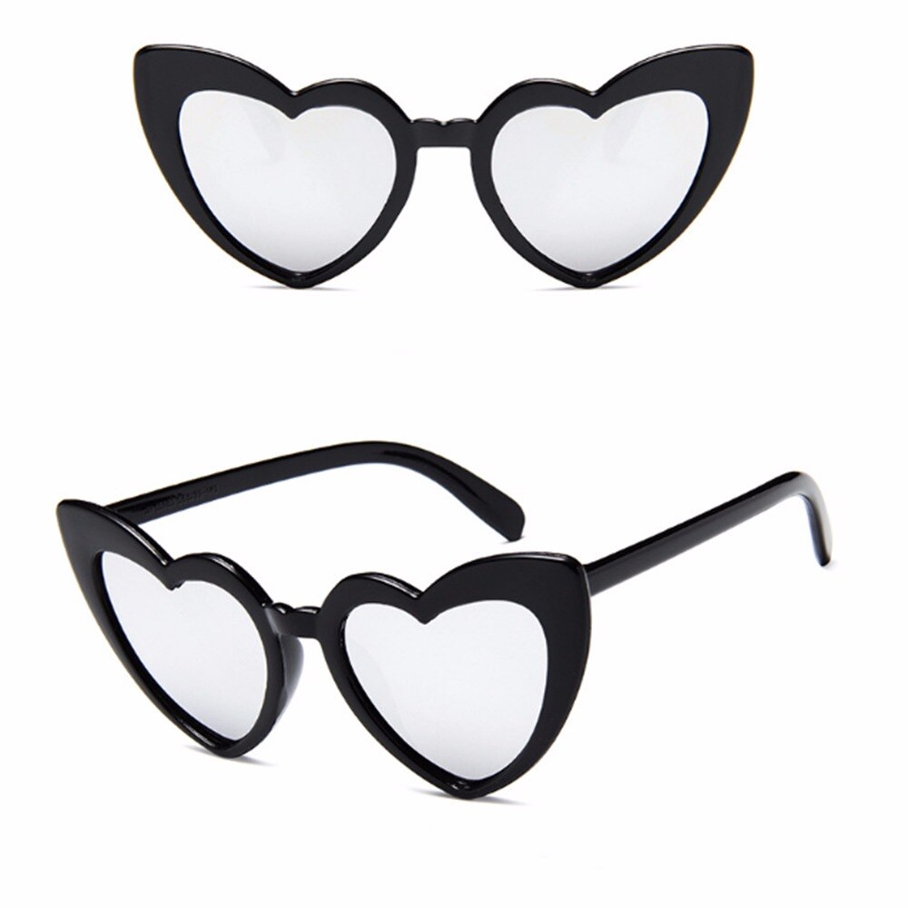 1pc retro kærligheds hjerteformede briller hjerte solbriller kvinder mærke cat eye solbriller damer shopping solbriller  uv400: Sølv
