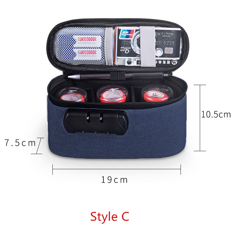 Portable Official Seal Storage Briefcase Multifunction Office Stamp Organize Bag Business Trip Code Lock Insurance Pack Supplies: Style C Blue