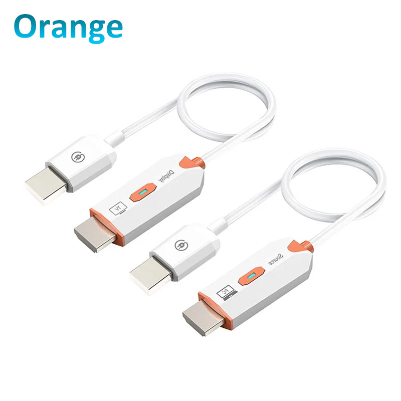 Transmissor de áudio e vídeo 5.8g fio 30m 1080p receptor compatível com hdmi, extensor de tela, dongle para tv box, monitor, projetor e pc.: Laranja