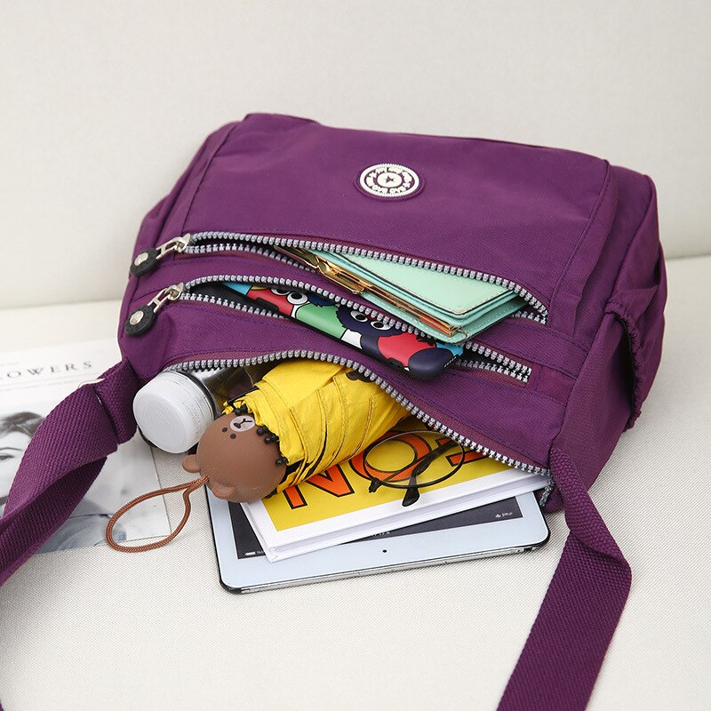 Multi Pocket Handbag Waterproof Nylon Shoulder Bags Zipper Large Capacity Travel Female Crossbody Bags Female Multilayer