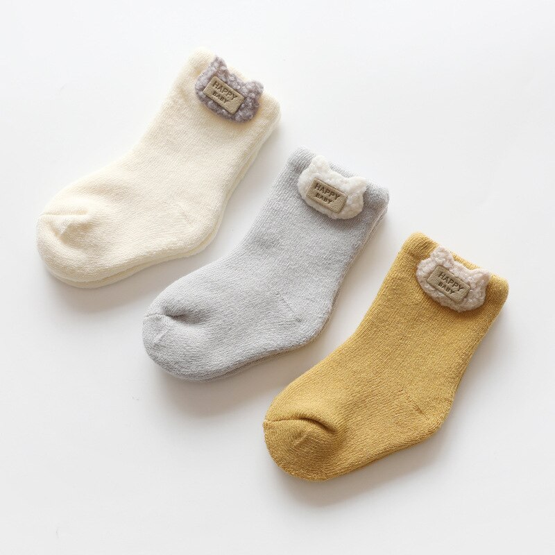 3 Paren/partij 0 Tot 24M Herfst Winter Warm Baby Sokken Super Dikke Badstof Sokken Voor Pasgeborenen Zuigelingen Girs Leuke animal Kids Sokken Jongens: Cat / 12 to 24M