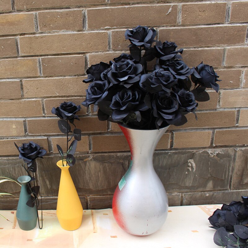 Black Rose Artificial Flower Bouquet for Home Wedd... Grandado