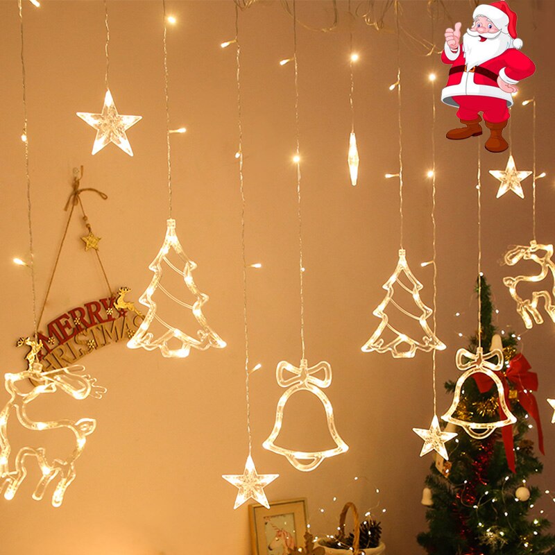 3.5M 220V Led Herten Lamp Kerst Garland Gordijn Licht Fairy String Licht Indoor Kerstversiering Voor Thuis bruiloft