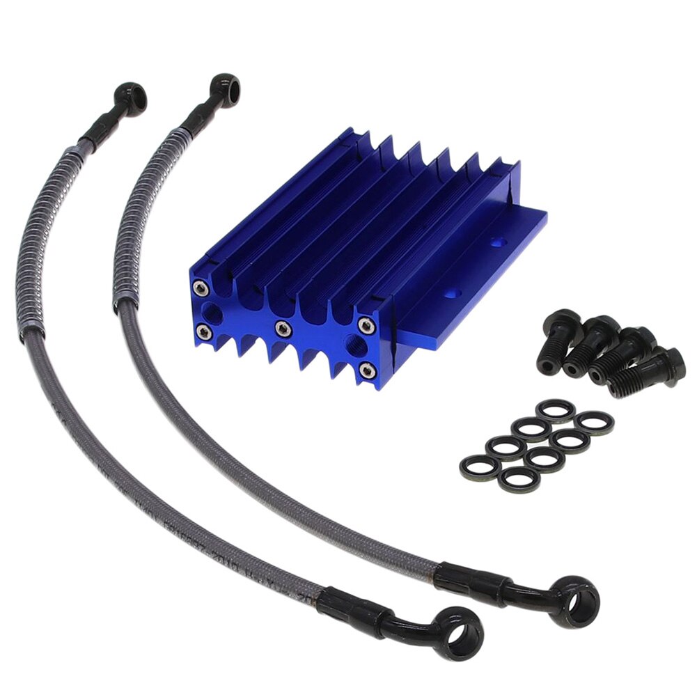 Aluminum Engine Oil Cooler Radiator Kit for Monkey 125CC 140CC ATV Dirt Pit Bike Engine Oil Cooler Cooling Radiator Kit: Blue