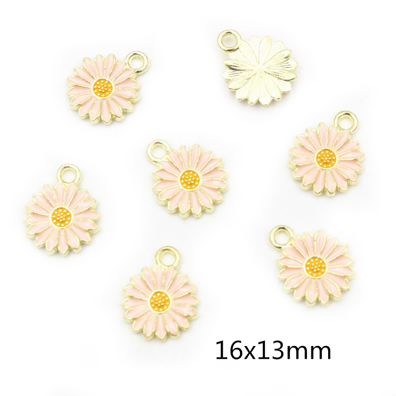 20Pcs 7-Kleuren Legering Metal Olie Colorblock Madeliefjes Charme Bloem Hanger Voor Diy Armband Ketting Sieraden Maken bevindingen: Blue Zinc Plated