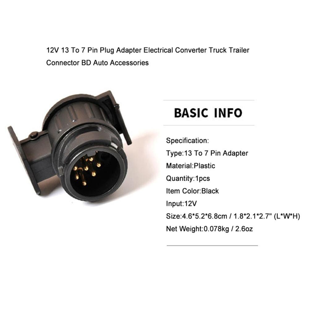 12V 13 To 7 Pin Plug Adapter Electrical Converter Truck Trailer Connector BD Auto Accessories