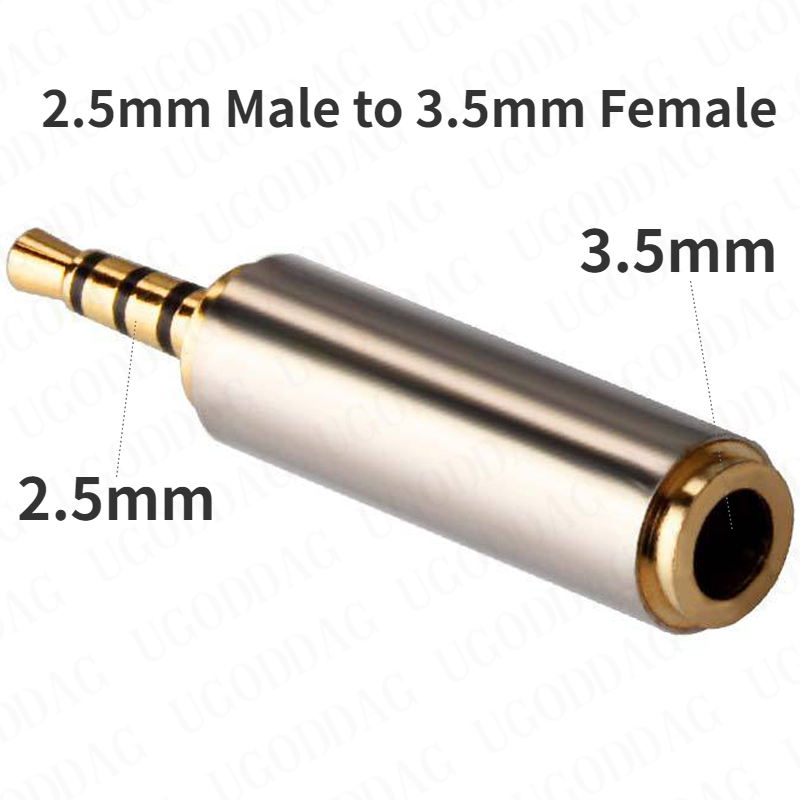 Jack 3.5 mm to 2.5 mm ljudadapter 2.5mm hane  to 3.5mm honkontakt för aux högtalarkabel stereo hörlurar headset mikrofon: Svart / 1.8m