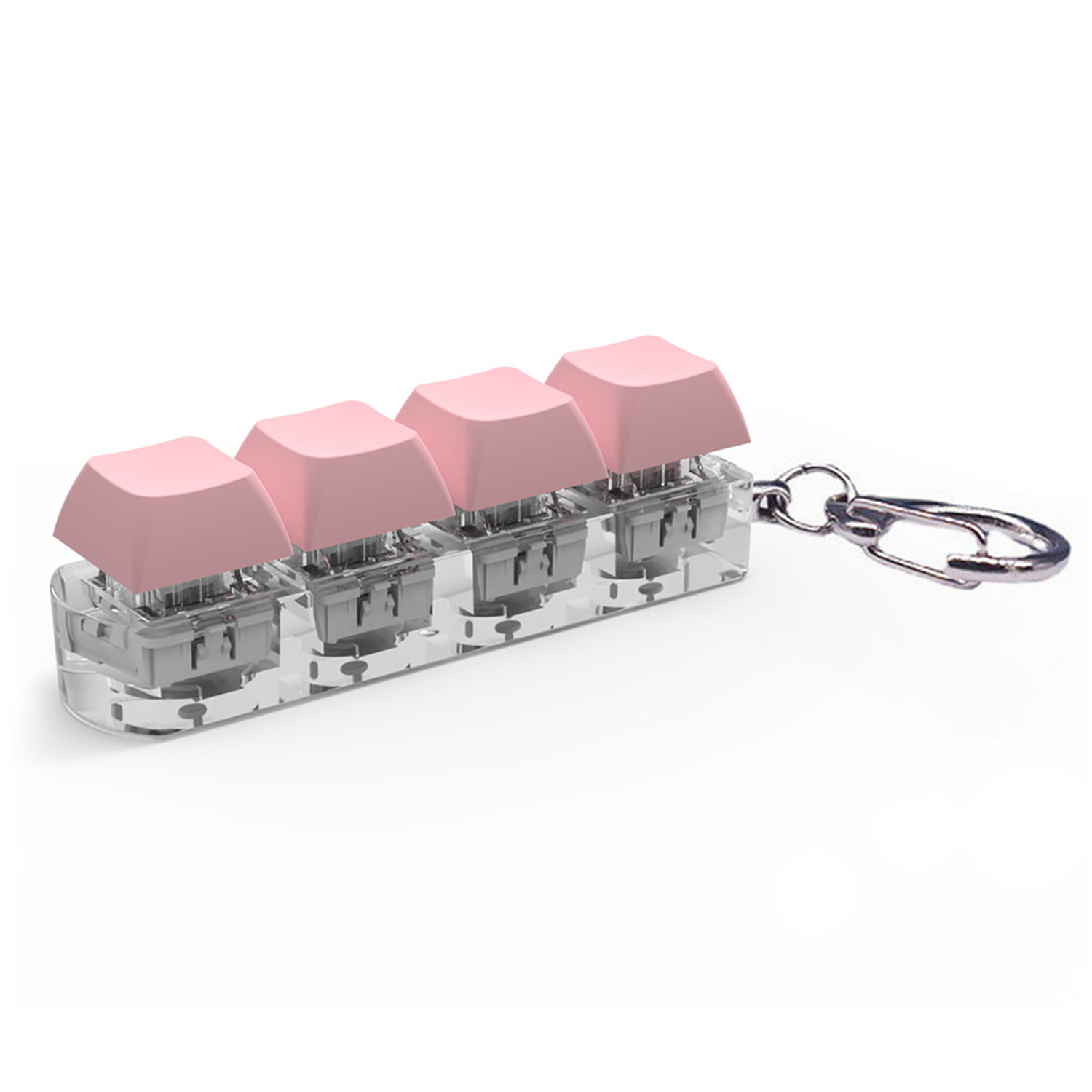 4 Keys Mechanical Keyboard Axis Tester DIY Keycaps Stress Relief Toy Finger Calming Fidget Keyborad Button Office Toy Keychain: Pink