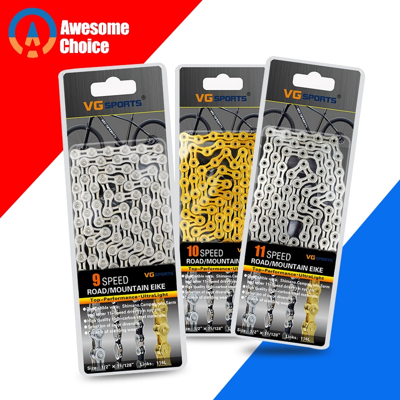 Bicycle Chains 8 9 10 11 Speed Velocidade Titanium Plated Ti Gold Silver Mountain Road Bike MTB Chain Part Cycling 116L