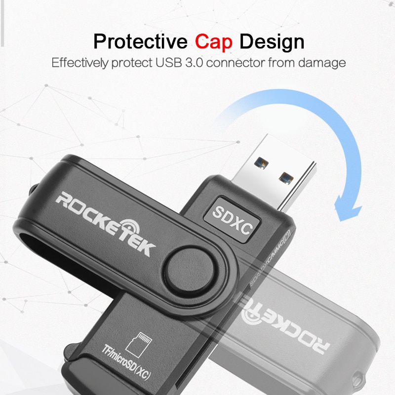 Rocketek USB 3,0 multi 2 en 1 lector de tarjetas de memoria adaptador para SD/TF micro SD ordenador portátil Accesorios