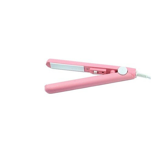 Mini Travel Hair Straightener Voltage Ceramic Tourmaline Ionic Flat Iron for Fine/Short Hair, Portable Straightener Iron: Pink / EU