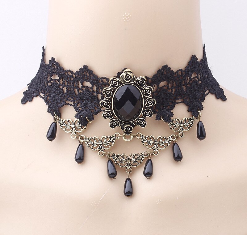 Overdrijven elegante temperament verdienen choker ketting Kant mode ketting womens chokers rhinestone choker gargantilha choker