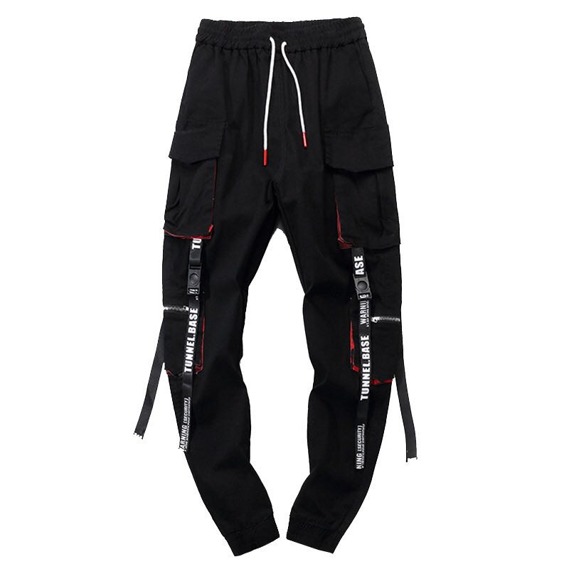 Mænds bukser joggebukser fragtbukser mænd fitness mænd hiphop kvinder sorte joggers bukser bukser mænd streetwear: Kinesisk størrelse s