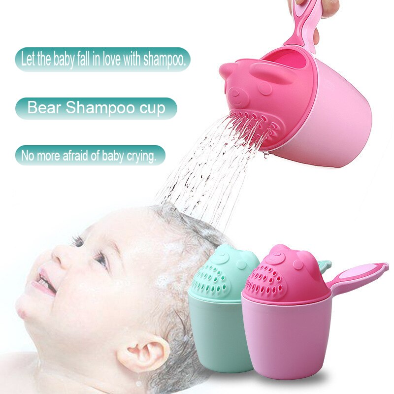 Bonitos gorros de baño de dibujos para bebé, taza de champú para niños, cucharas de baño para Baby Shower, taza de pelo para lavado de niños, herramienta de baño para niños